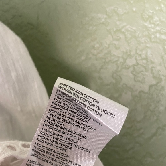 Anthropologie White Sustainable Lace Eyelet Blouse Large - Picture 8 of 8